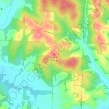Topografische kaart Indian Knob, hoogte, reliëf