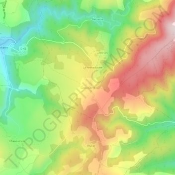Topografische kaart Goudard, hoogte, reliëf