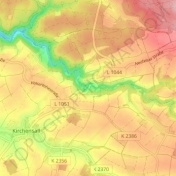 Topografische kaart Neufelser Mühle, hoogte, reliëf
