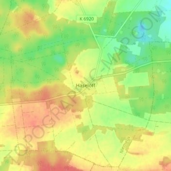 Topografische kaart Haseloff, hoogte, reliëf
