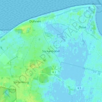 Topografische kaart Stickenbüttel, hoogte, reliëf