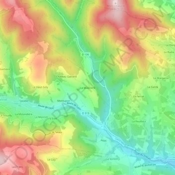 Topografische kaart La Maletière, hoogte, reliëf