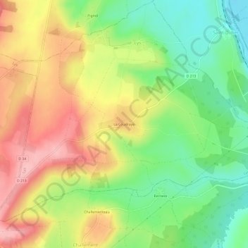 Topografische kaart La Coudraye, hoogte, reliëf