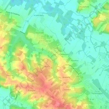 Topografische kaart Loc, hoogte, reliëf