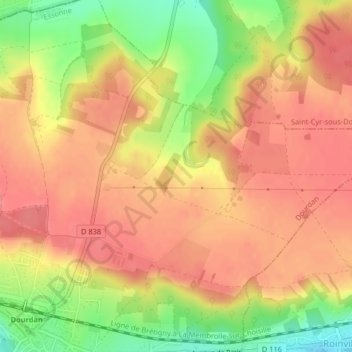 Topografische kaart Vaubesnard, hoogte, reliëf