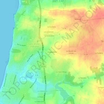 Topografische kaart L'Aubaudière, hoogte, reliëf