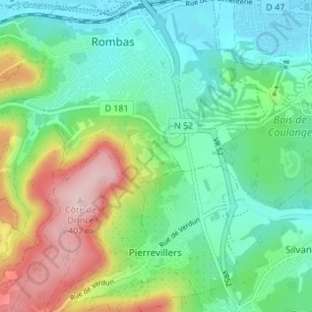 Topografische kaart Ramonville, hoogte, reliëf