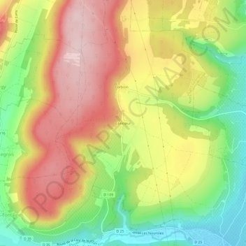 Topografische kaart Concœur, hoogte, reliëf