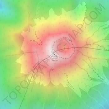 Topografische kaart Gunung Kerinci, hoogte, reliëf