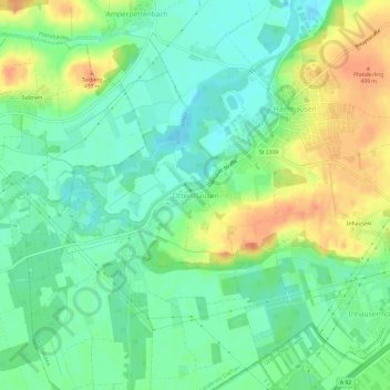 Topografische kaart Ottershausen, hoogte, reliëf