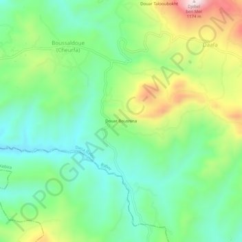 Topografische kaart Douar Bousnina, hoogte, reliëf
