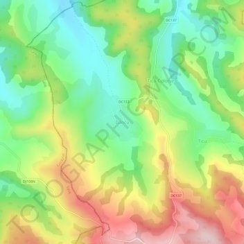 Topografische kaart Dâncu, hoogte, reliëf