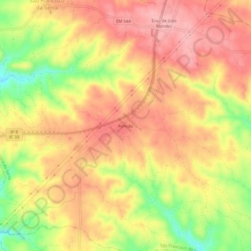 Topografische kaart Roncão, hoogte, reliëf