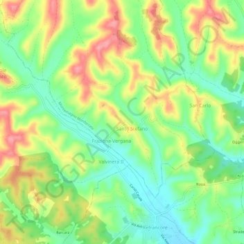Topografische kaart Ferreri, hoogte, reliëf