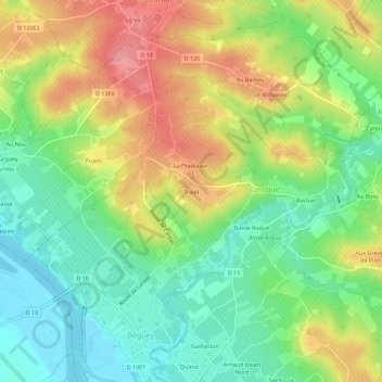 Topografische kaart Trajet, hoogte, reliëf