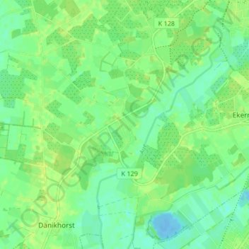 Topografische kaart Querenstede, hoogte, reliëf