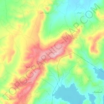 Topografische kaart Mashqita, hoogte, reliëf