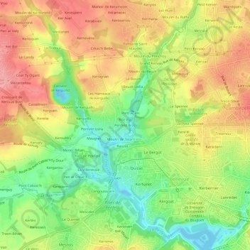 Topografische kaart Penfeld Braz, hoogte, reliëf