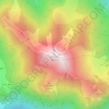 Topografische kaart Le Môle, hoogte, reliëf
