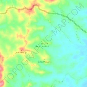 Topografische kaart Lamata, hoogte, reliëf