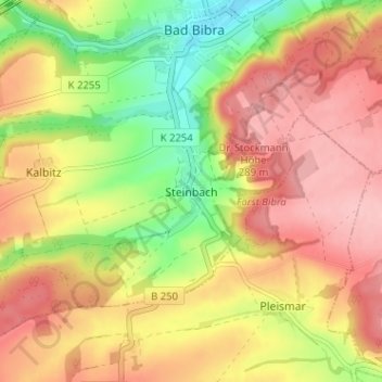 Topografische kaart Steinbach, hoogte, reliëf