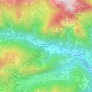 Topografische kaart Studena Bassa, hoogte, reliëf