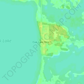 Topografische kaart Oak Lake Beach, hoogte, reliëf