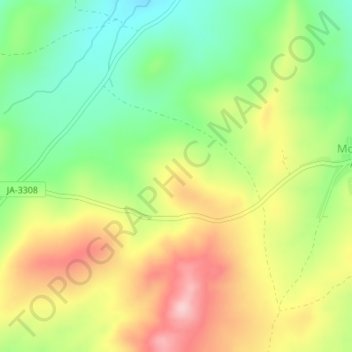Topografische kaart Malagas, hoogte, reliëf