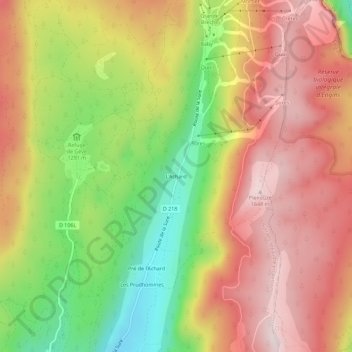 Topografische kaart L'Achard, hoogte, reliëf
