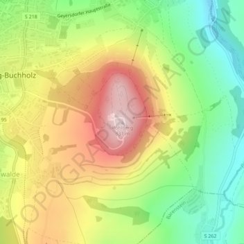 Topografische kaart Pöhlberg, hoogte, reliëf