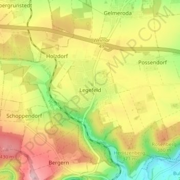 Topografische kaart Legefeld, hoogte, reliëf