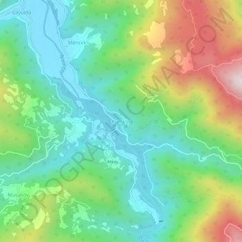 Topografische kaart Kumköy, hoogte, reliëf
