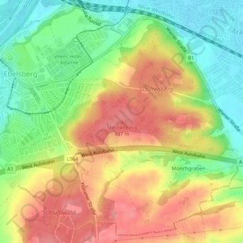 Topografische kaart Schiltenberg, hoogte, reliëf
