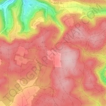 Topografische kaart Tauchenweiler, hoogte, reliëf