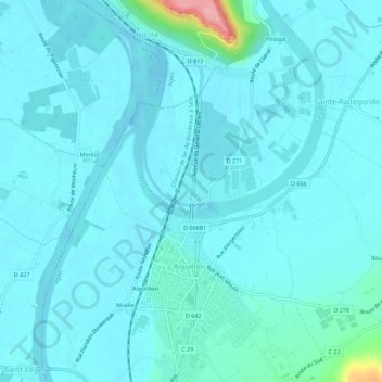 Topografische kaart Le Passage, hoogte, reliëf