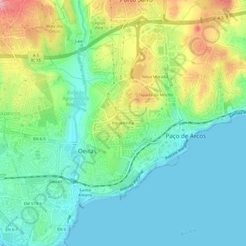 Topografische kaart Figueirinha, hoogte, reliëf