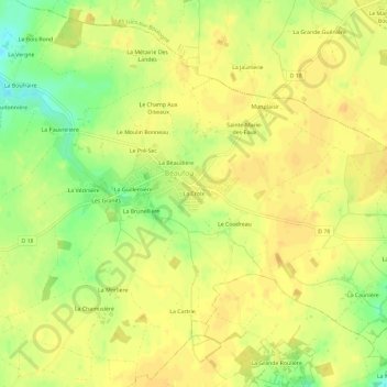 Topografische kaart La Croix, hoogte, reliëf