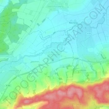 Topografische kaart Schönebach, hoogte, reliëf