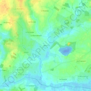 Topografische kaart Retord, hoogte, reliëf