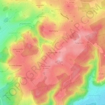 Topografische kaart Starkenhofen, hoogte, reliëf