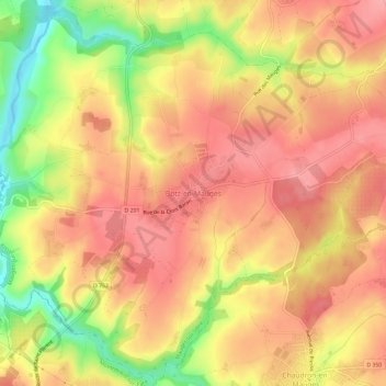 Topografische kaart Botz-en-Mauges, hoogte, reliëf