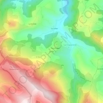 Topografische kaart Le Plo, hoogte, reliëf