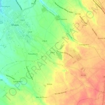 Topografische kaart Presa, hoogte, reliëf