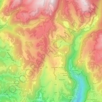 Topografische kaart Grietz, hoogte, reliëf