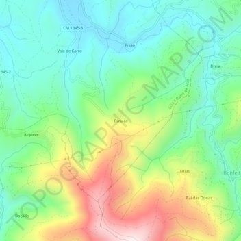 Topografische kaart Esculca, hoogte, reliëf