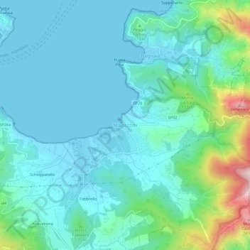 Topografische kaart Magazzini, hoogte, reliëf