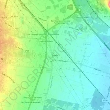Topografische kaart Pianillo, hoogte, reliëf