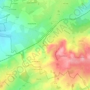 Topografische kaart La Valade, hoogte, reliëf