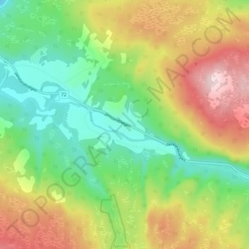 Topografische kaart Inndalen, hoogte, reliëf