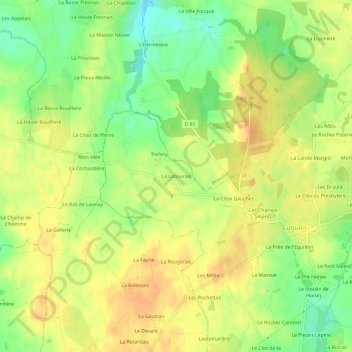 Topografische kaart La Labourais, hoogte, reliëf